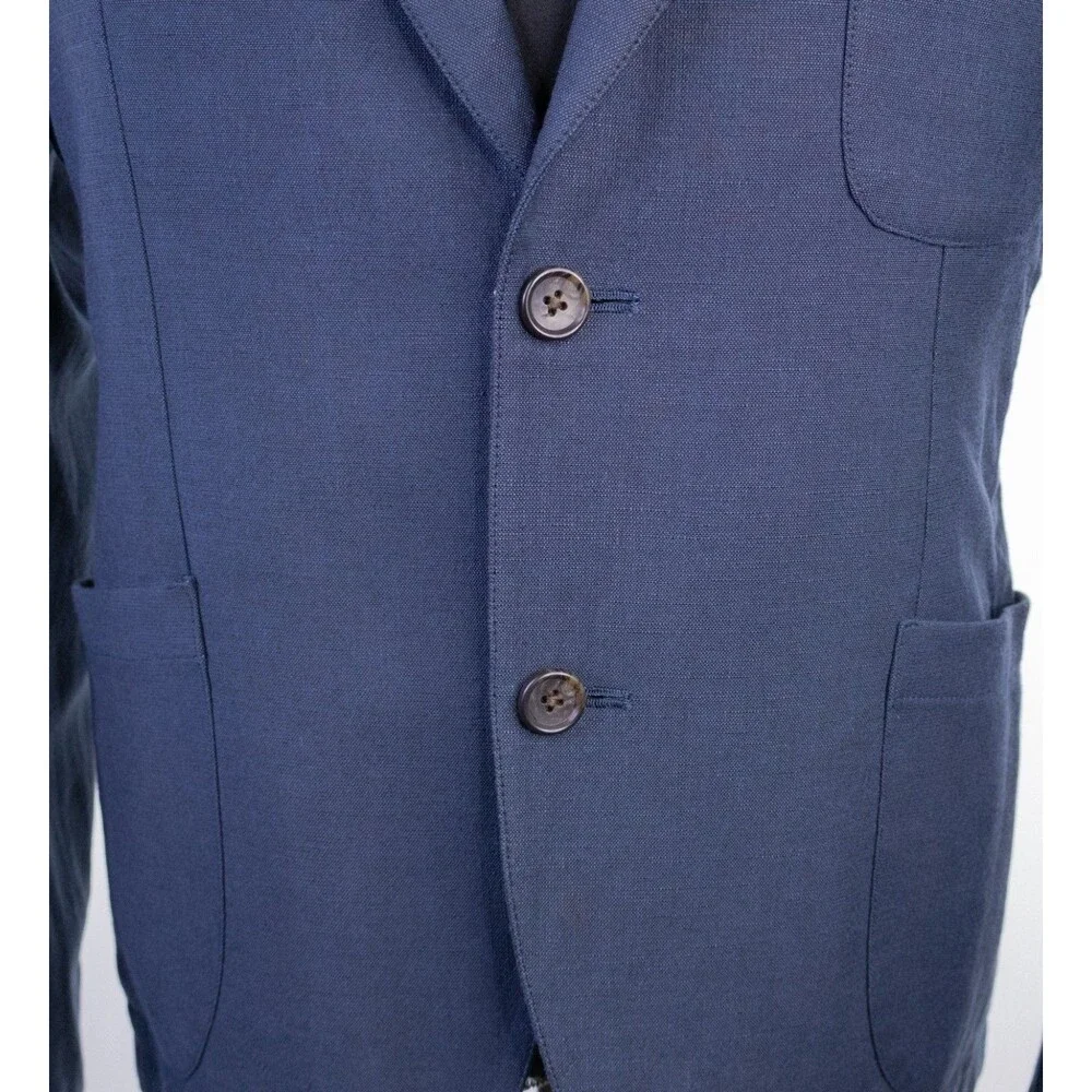 Taylor Stitch 2-Pcs Blue Two Button Cotton Suit Jacket Blazer Sz 40R Pants 36X32